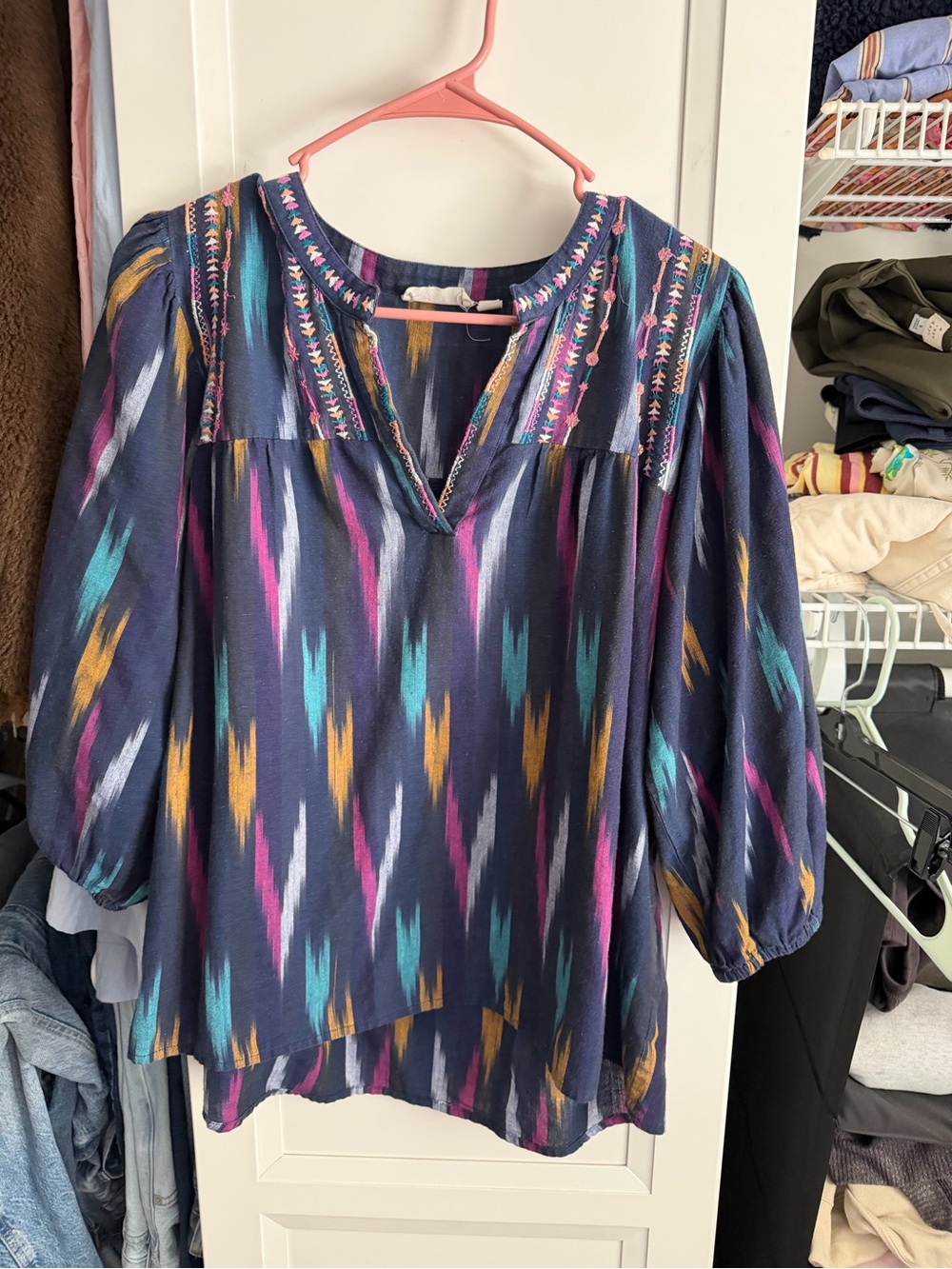 Roller Rabbit  IKAT MICHI TOP INDIGO Size Large